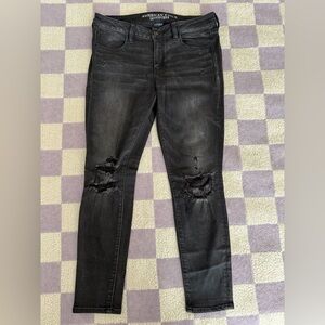 American Eagle Outfitters Black Distressed Jeggings